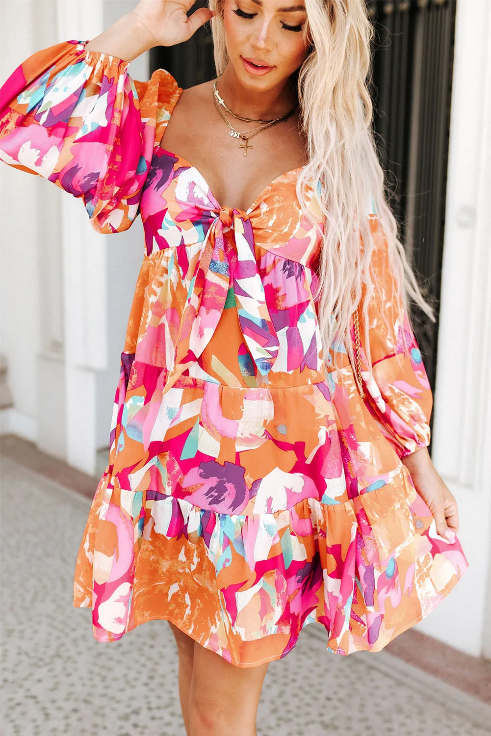 🌸 Sweetheart Neck Balloon Sleeve Tiered Mini Dress 🌸