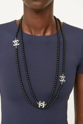 2016 Black Beaded Triple CC Necklace