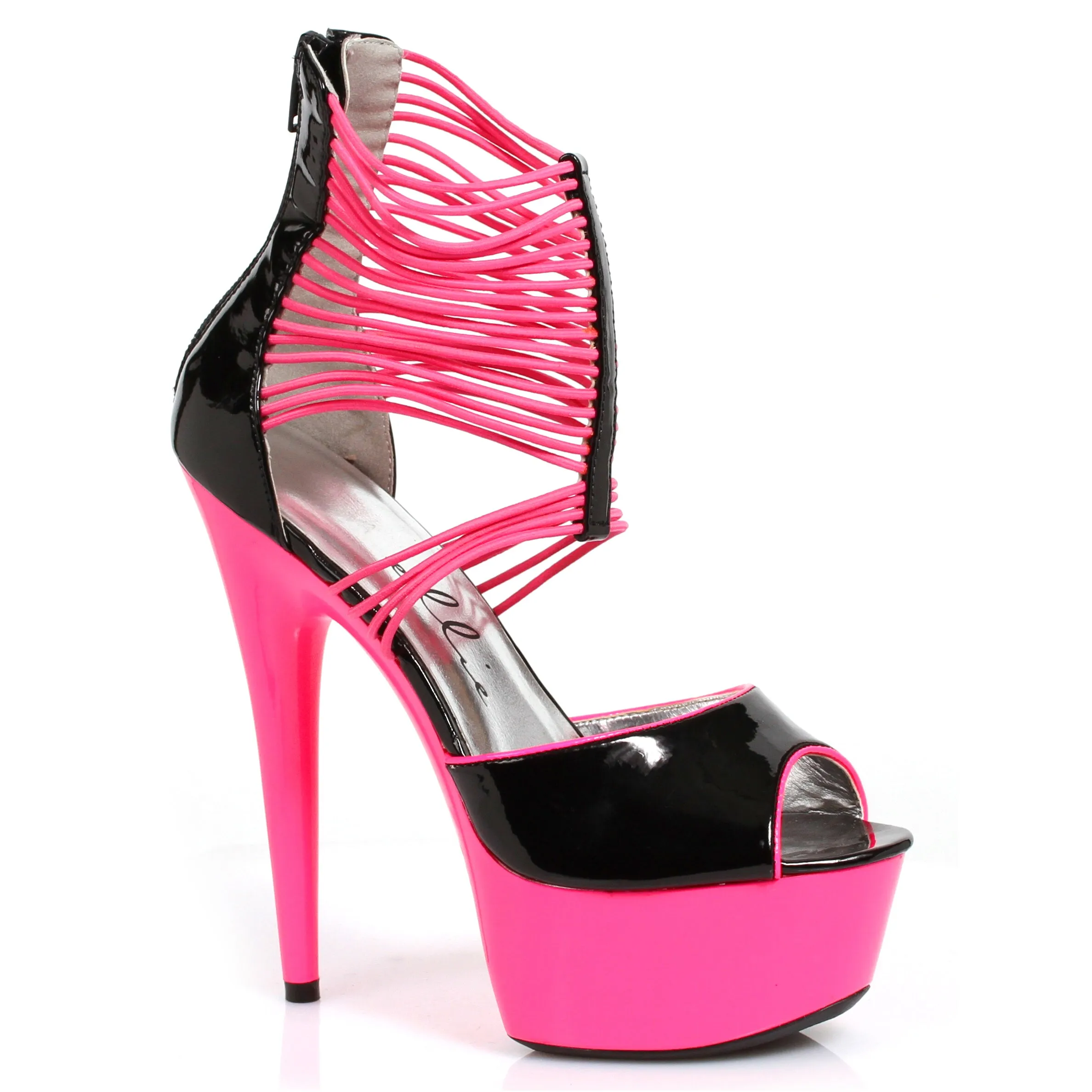 609-ADORE 6" Neon Stiletto With Elastic Bandd