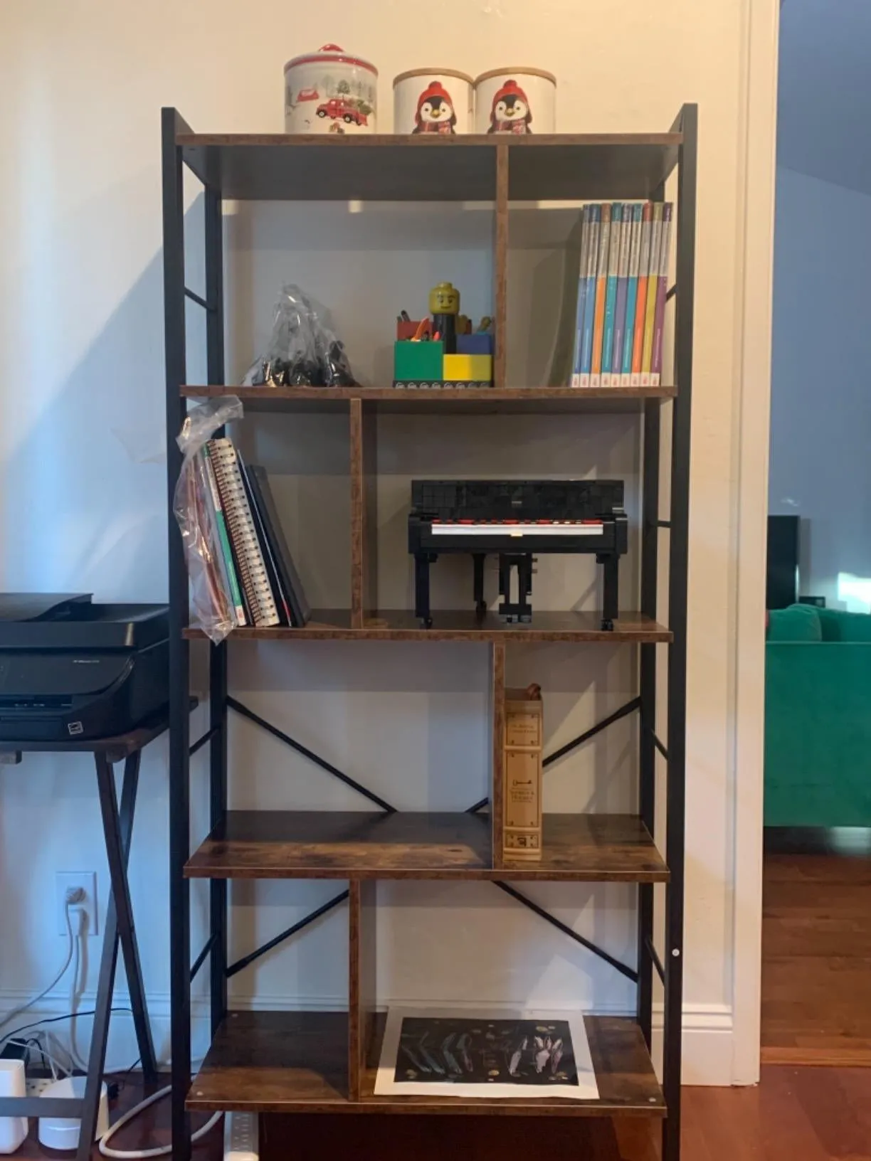 61" Bookshelf 4-Tier Industrial Bookcases/Display Shelf/Floor Standing Storage Rack/Cabinet