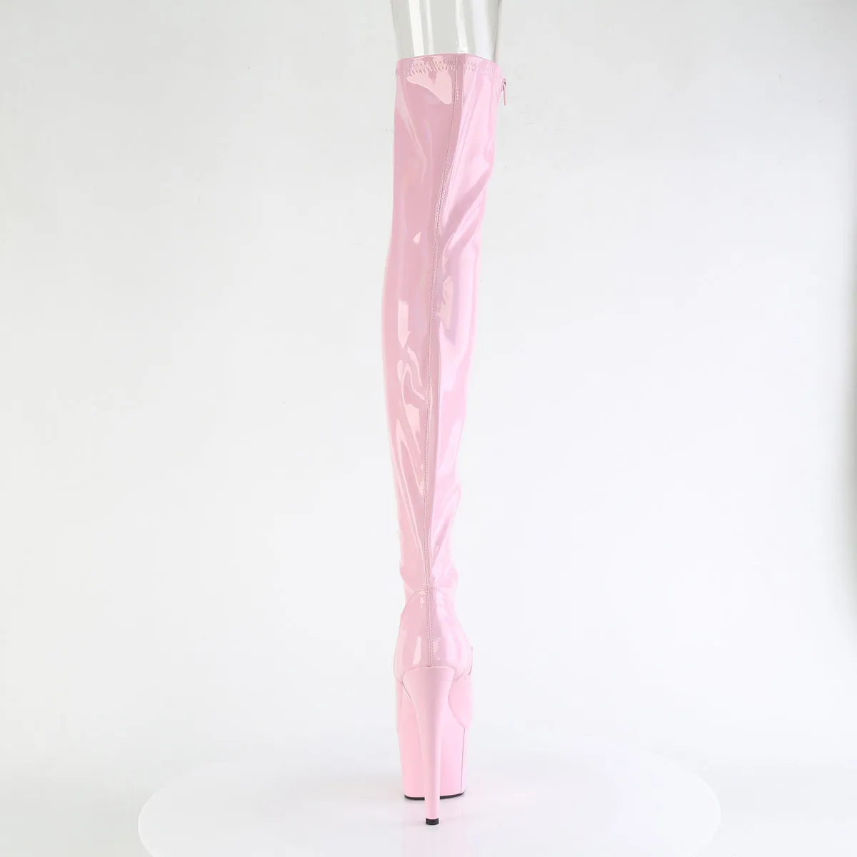 Adore 3011HWR _Pink Hologram Open Toe 7" Heel / Platform Thigh Boots -Direct