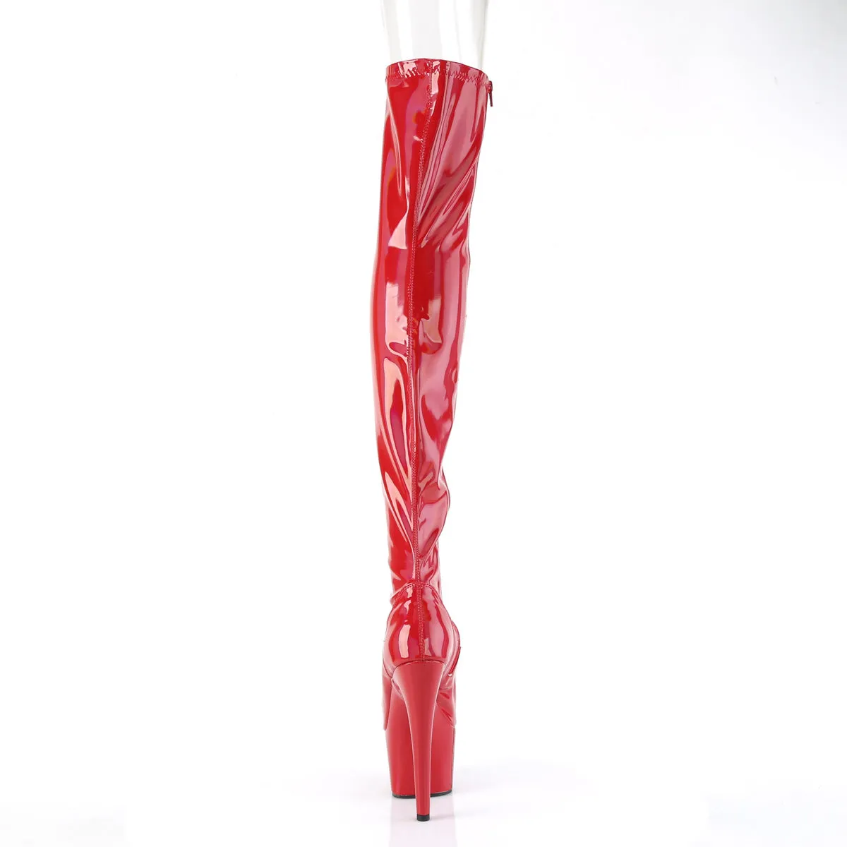 Adore 3011HWR Red Hologram Open Toe 7" Heel / Platform Thigh Boots -Direct