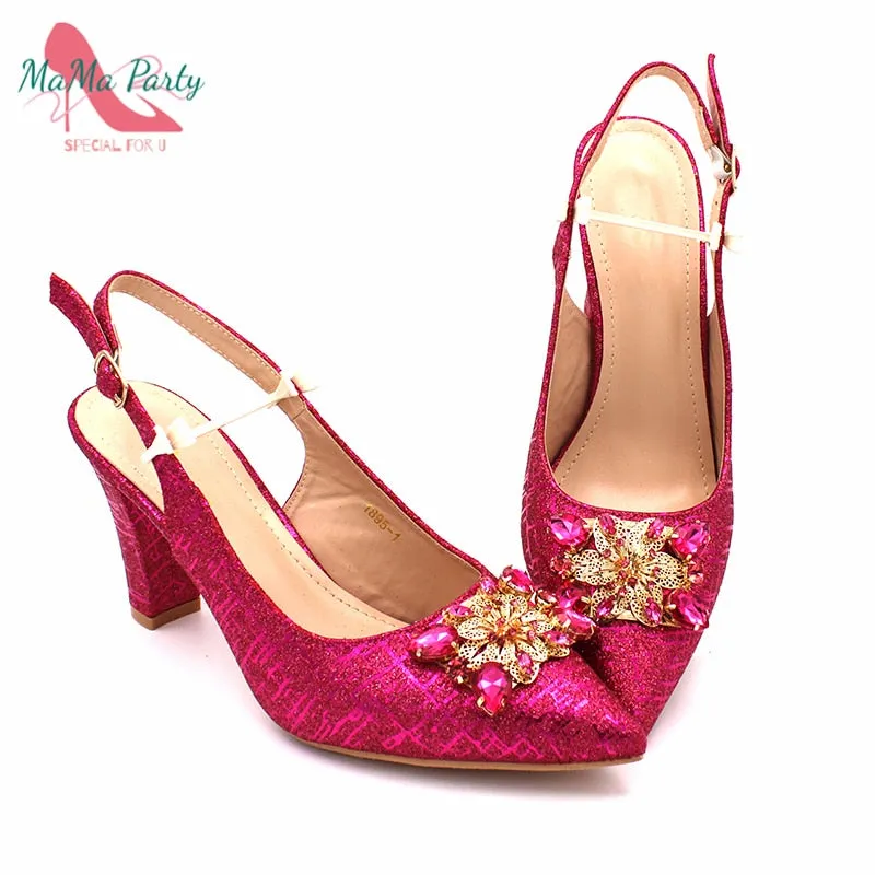 African Matching Shoes and Bag Set for Royal Wedding Party