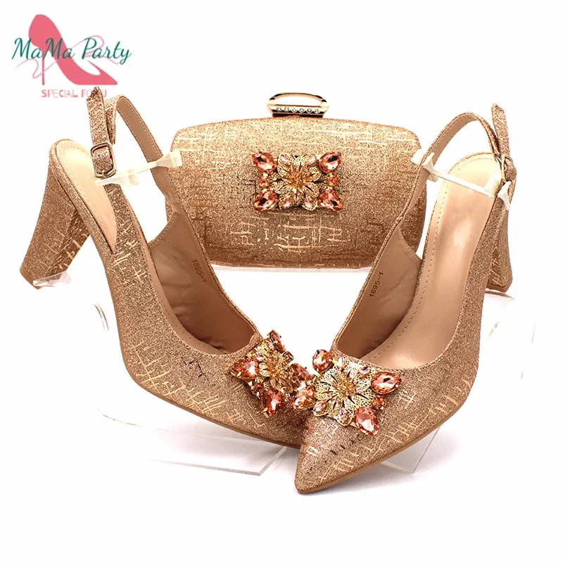 African Matching Shoes and Bag Set for Royal Wedding Party
