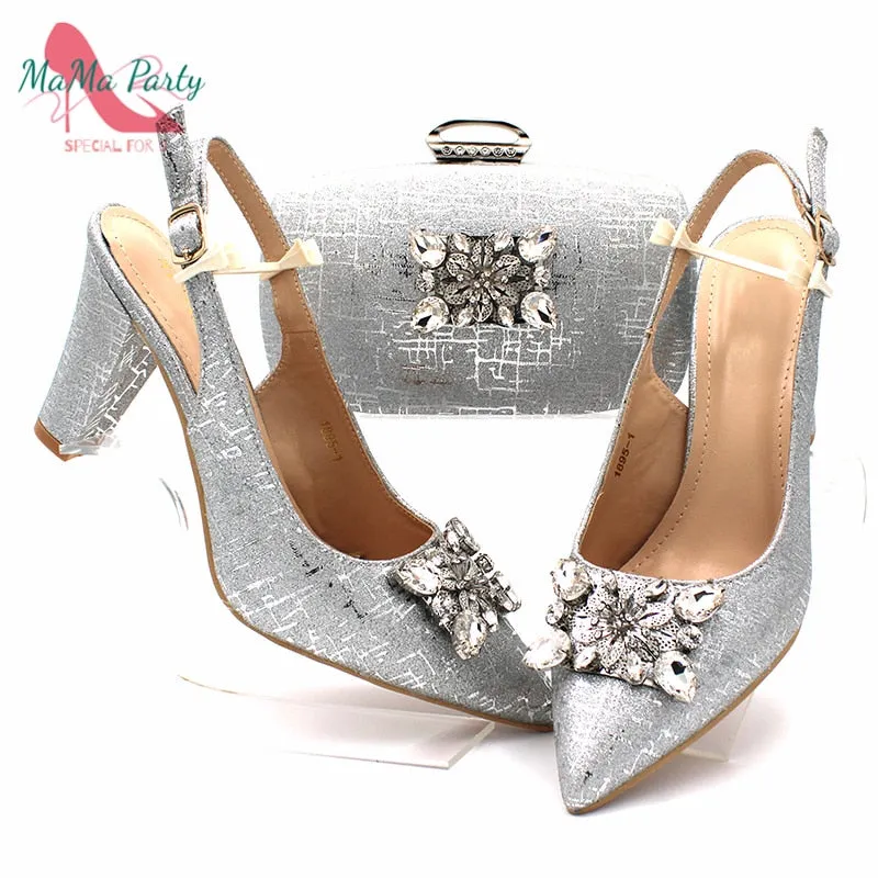 African Matching Shoes and Bag Set for Royal Wedding Party