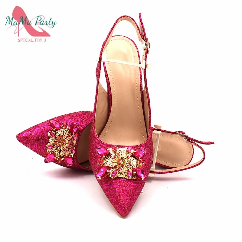 African Matching Shoes and Bag Set for Royal Wedding Party