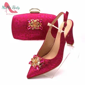 African Matching Shoes and Bag Set for Royal Wedding Party