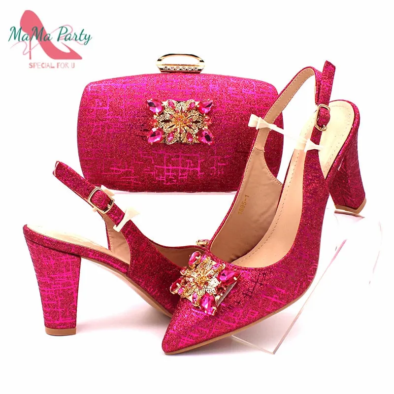 African Matching Shoes and Bag Set for Royal Wedding Party