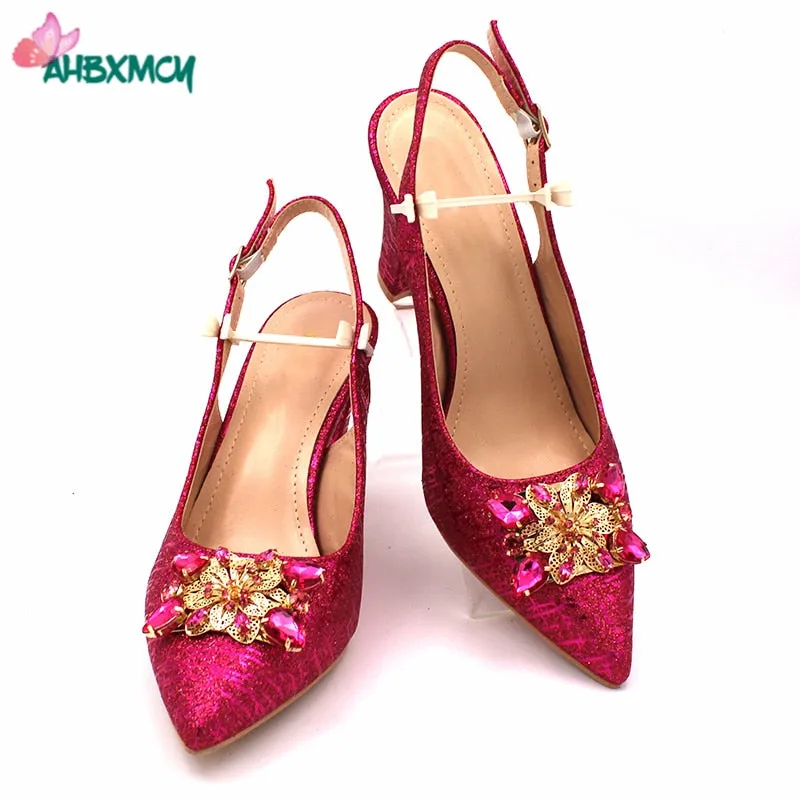 African Matching Shoes and Bag Set for Royal Wedding Party