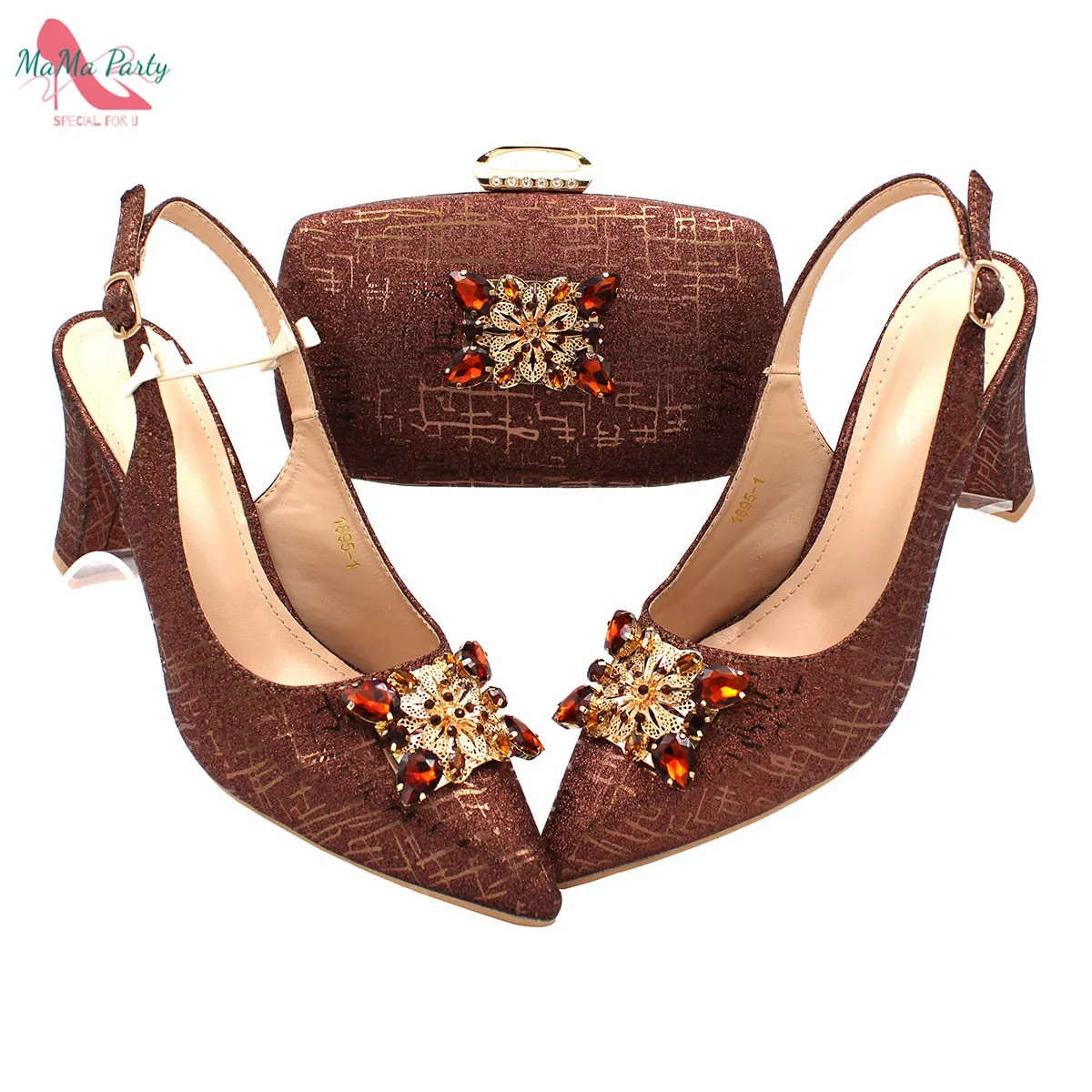 African Matching Shoes and Bag Set for Royal Wedding Party