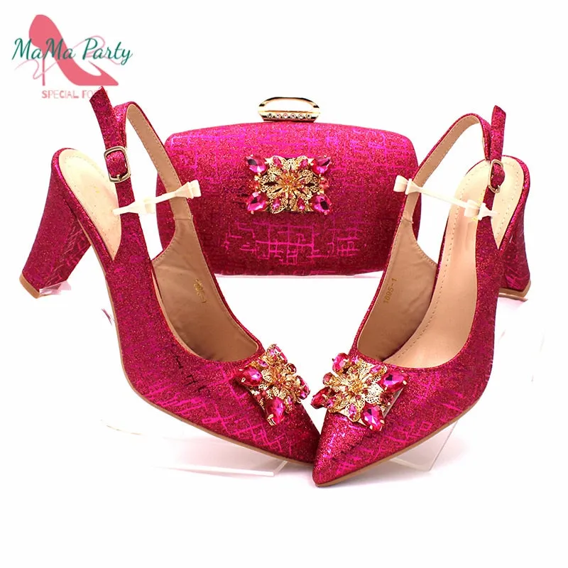 African Matching Shoes and Bag Set for Royal Wedding Party