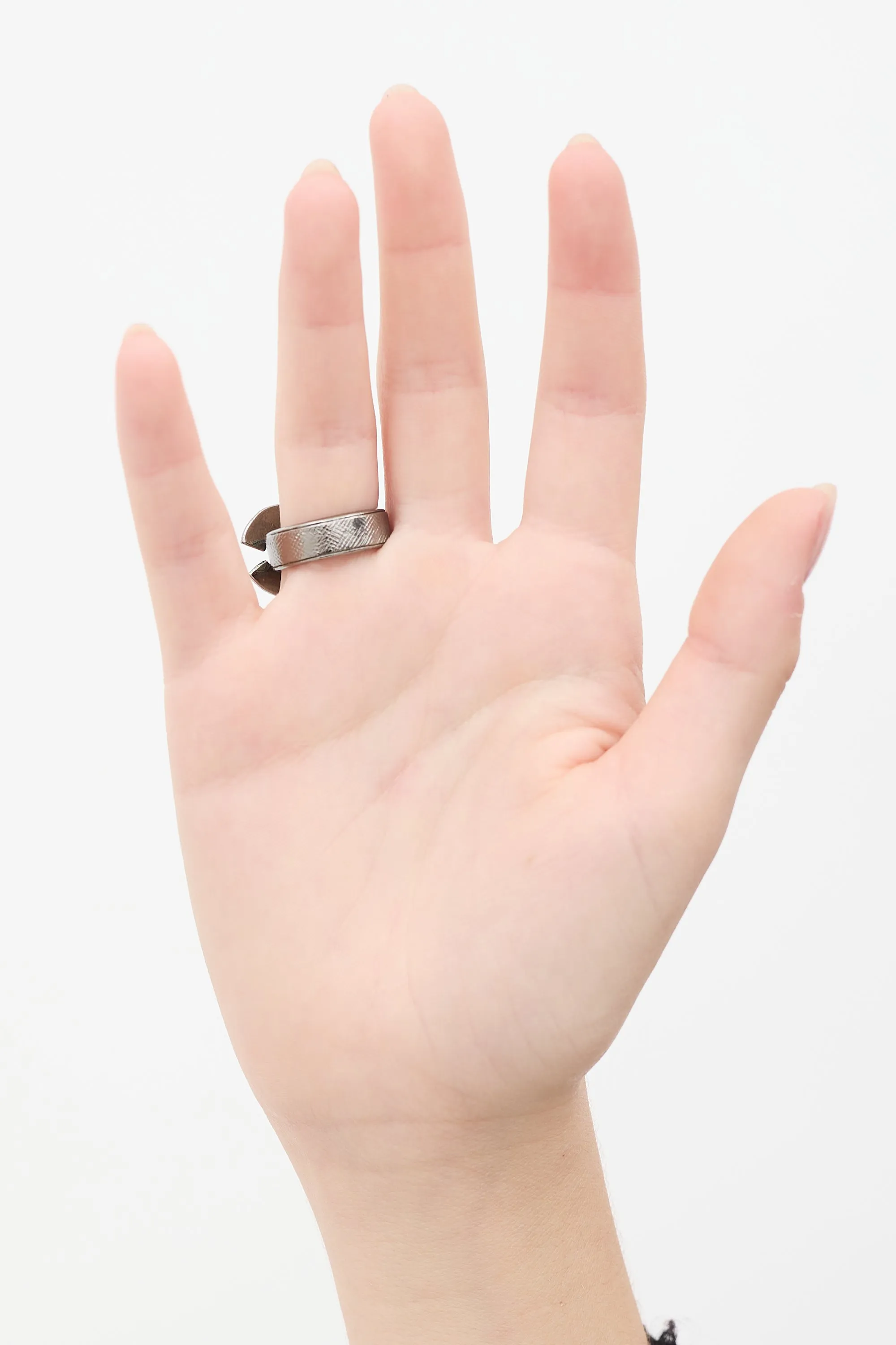 Aged Silver Crystal CC Ring