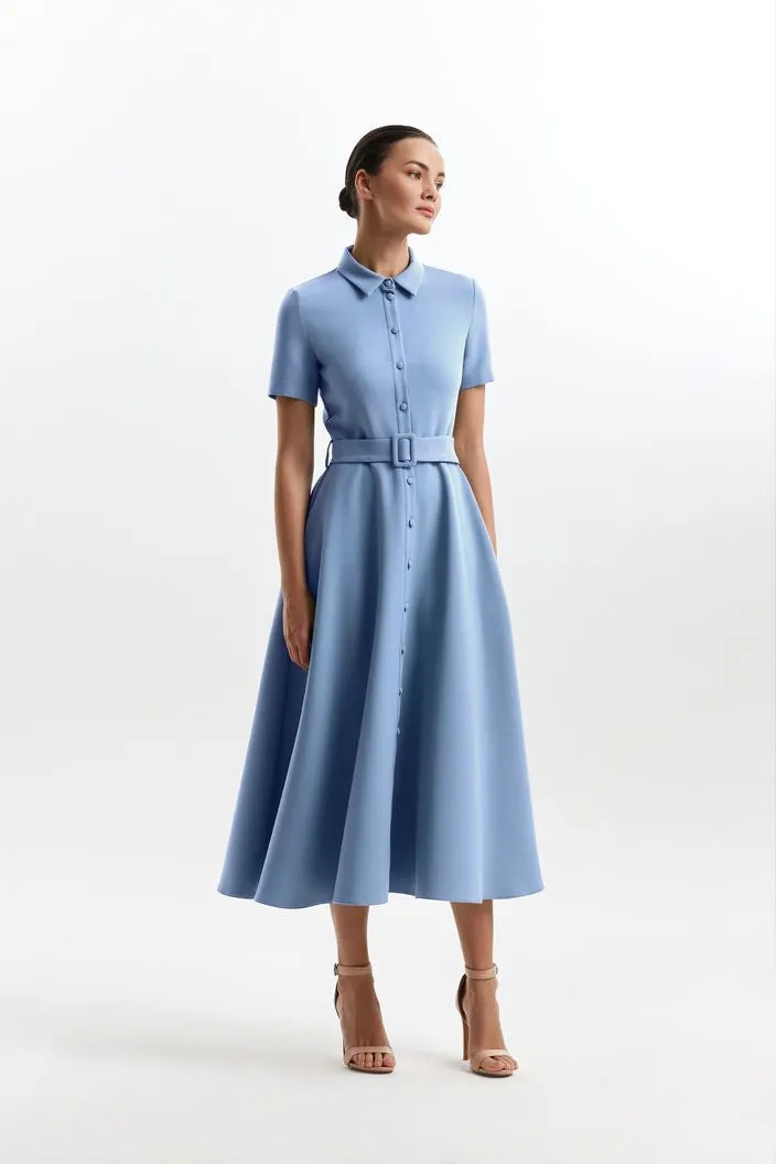 Aspen Elegant High Neck Ligh Blue Evening Dress