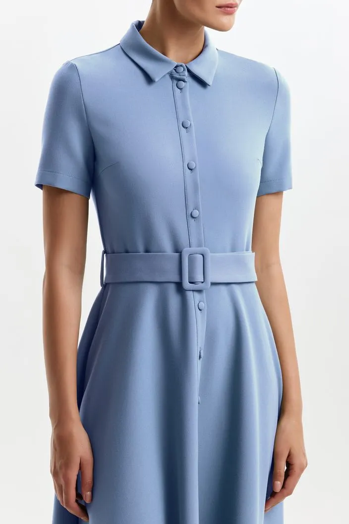 Aspen Elegant High Neck Ligh Blue Evening Dress