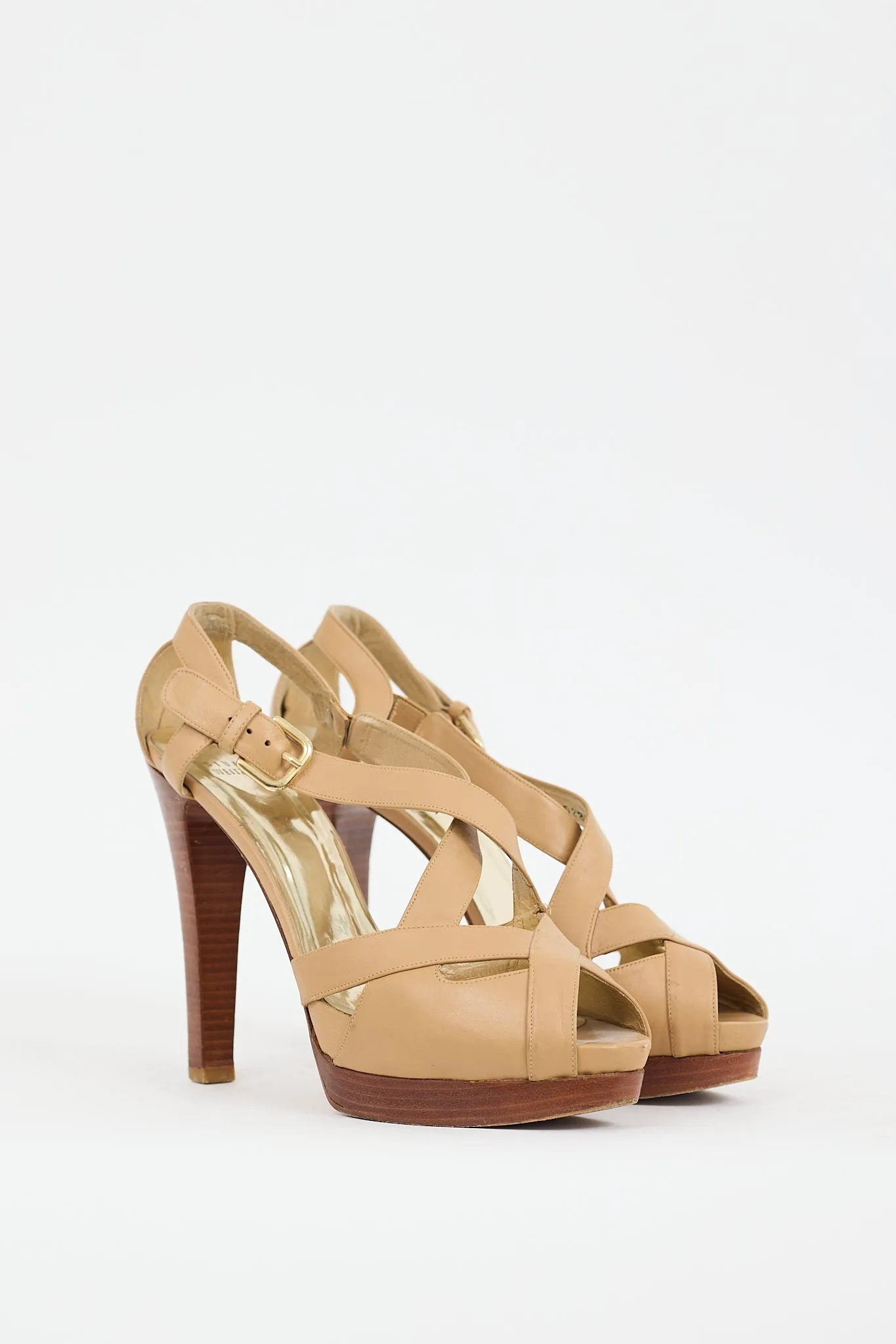 Beige Leather Bandura Platform Sandal