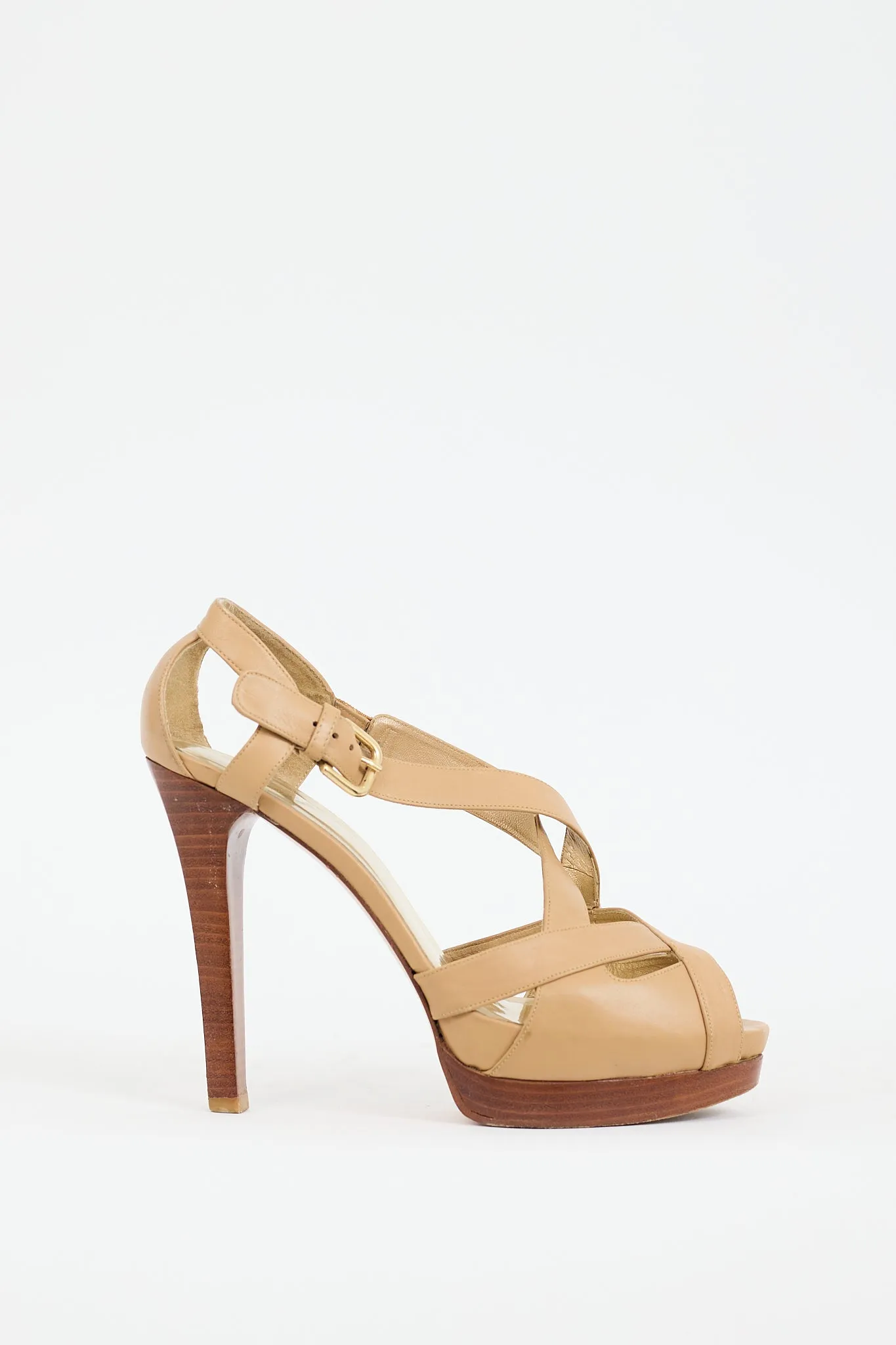 Beige Leather Bandura Platform Sandal