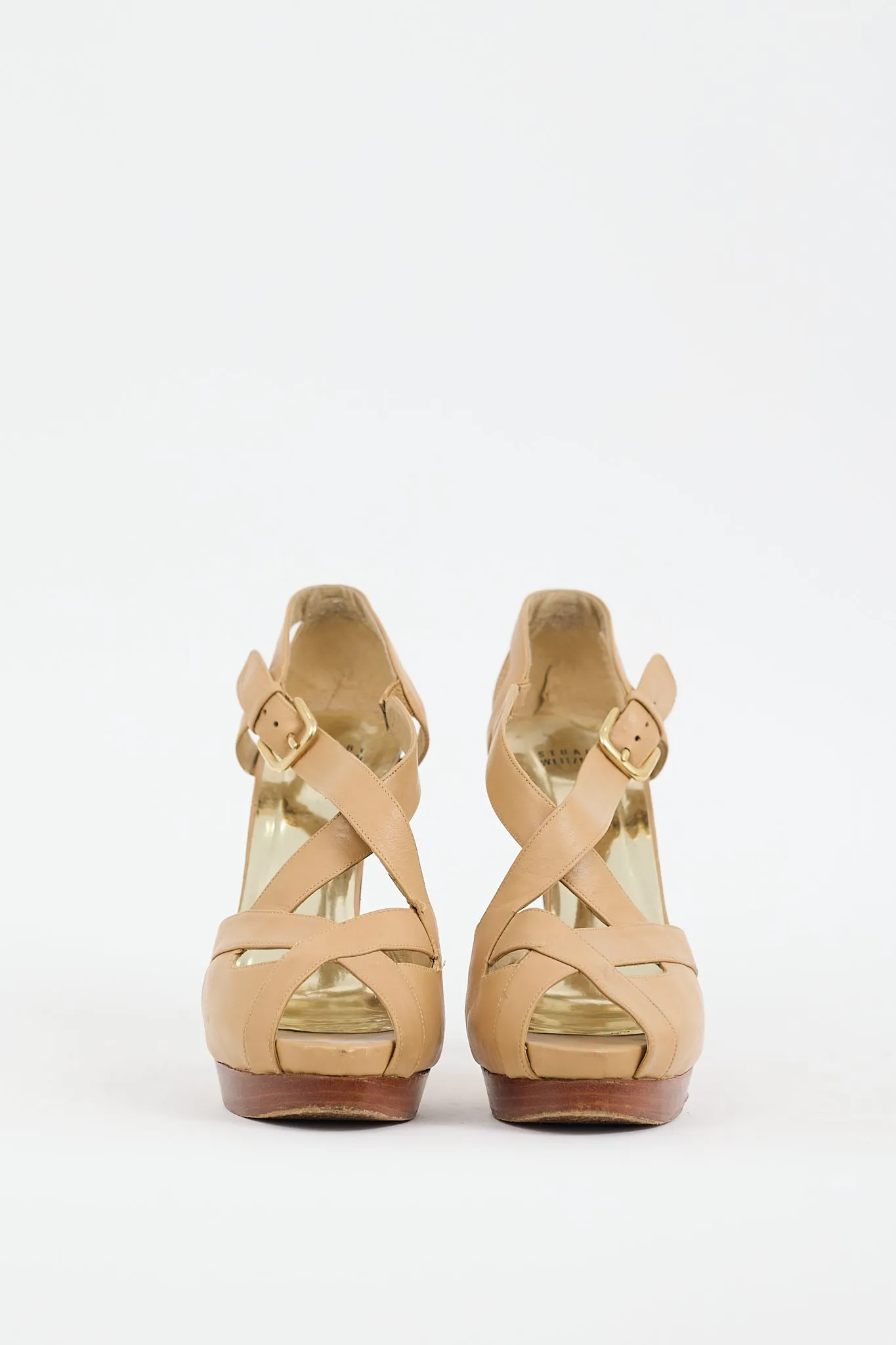Beige Leather Bandura Platform Sandal
