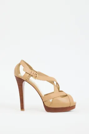 Beige Leather Bandura Platform Sandal