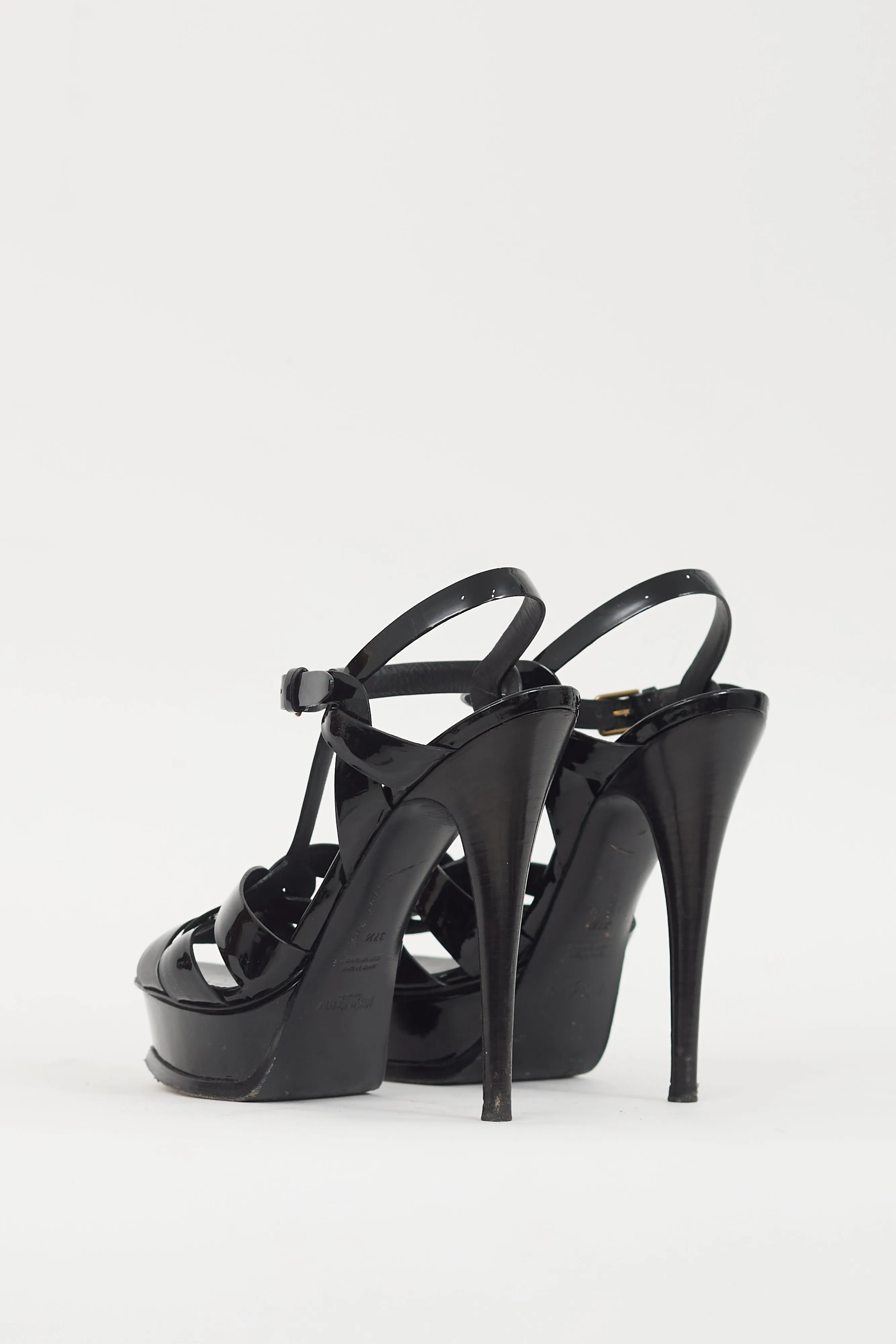 Black Patent Leather Tribute Platform Sandal