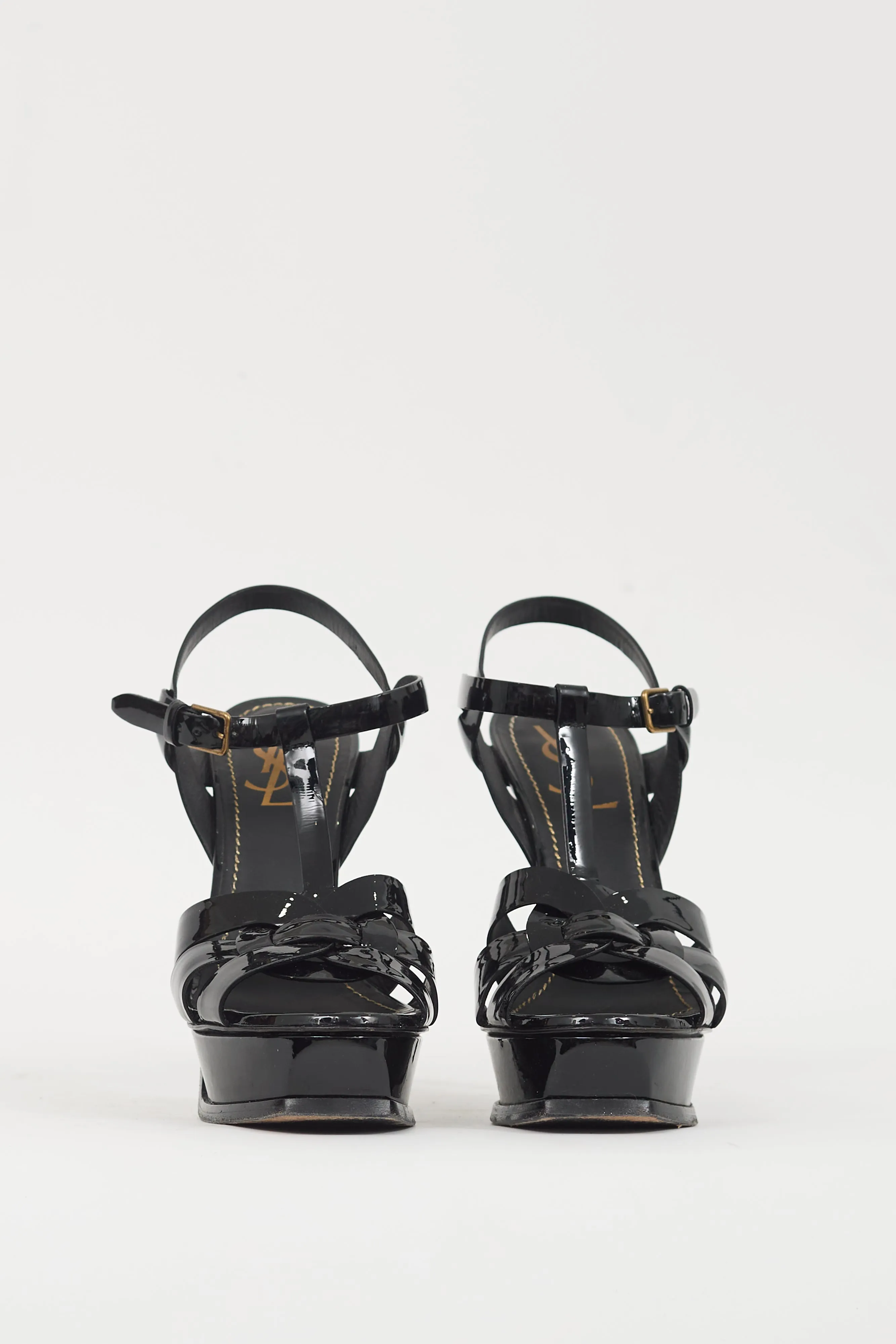 Black Patent Leather Tribute Platform Sandal