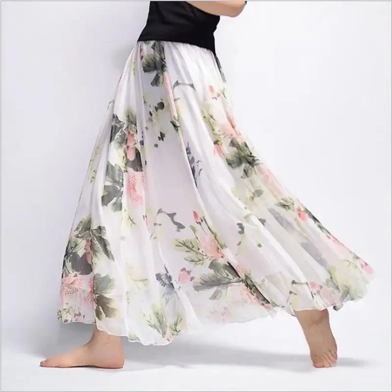 Bohemian Floral Chiffon A-Line Skirt