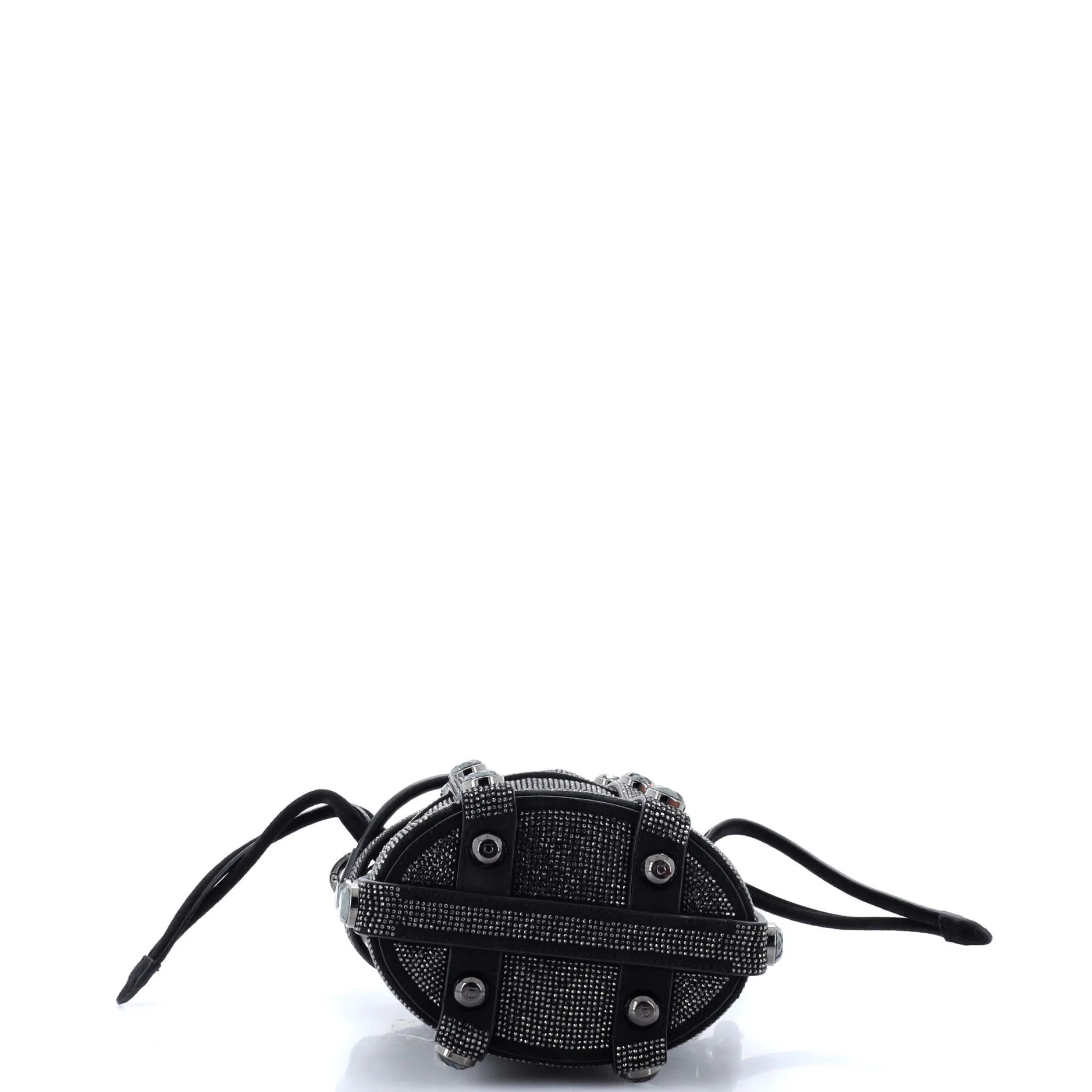 Cage Bucket Bag Crystal Embellished Suede Small