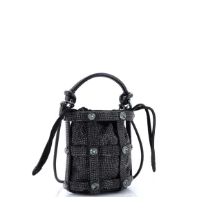Cage Bucket Bag Crystal Embellished Suede Small