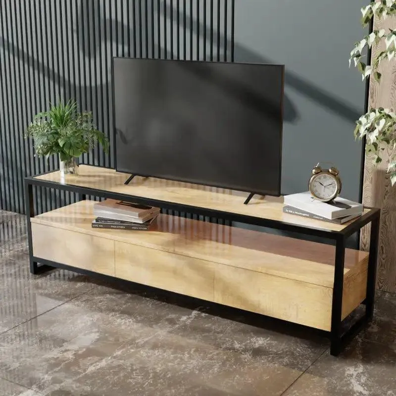 Casper TV Unit With Storage Space & Drawers in Large Size in Wooden Texture