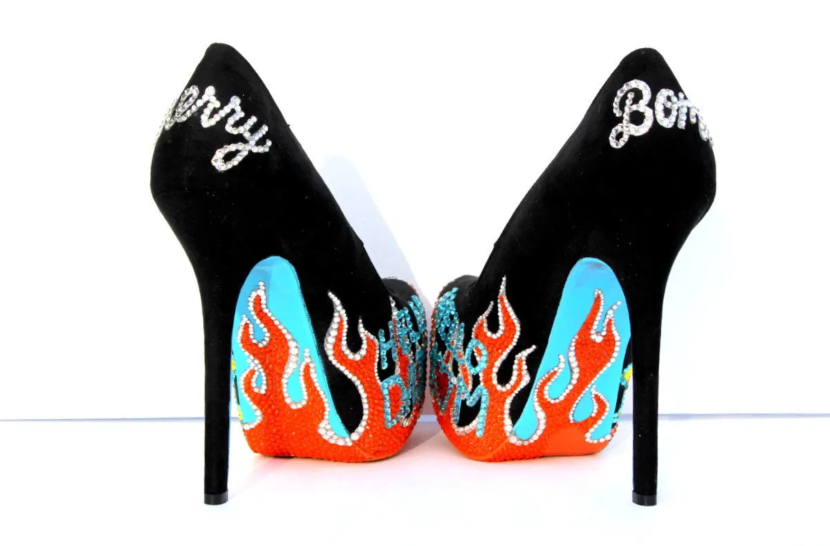 Cherry Bomb Hand Painted Crystal Heels