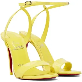CHRISTIAN LOUBOUTIN Loubigirl 100 Leather Heel Sandals Yellow