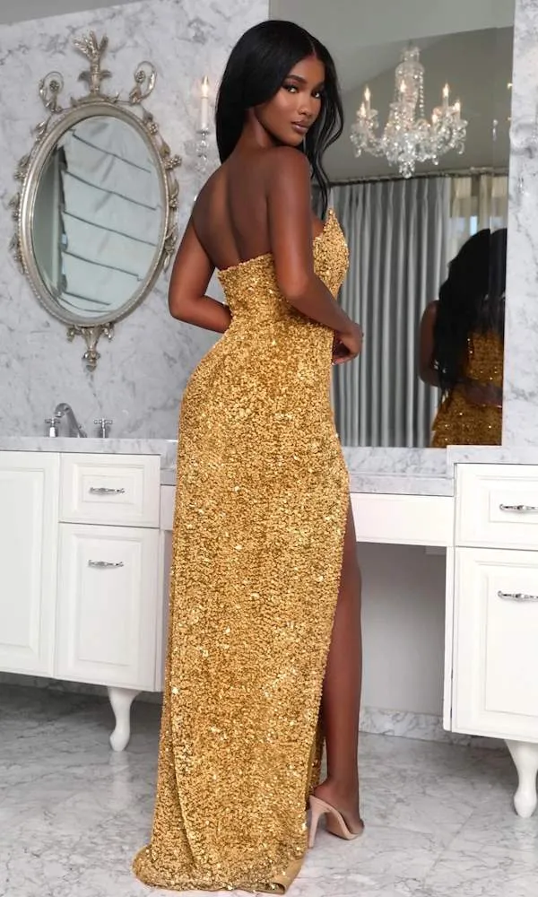 Classic Golden Evening Dress