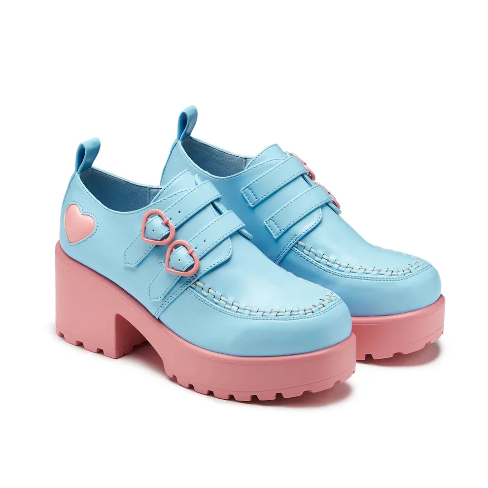 Cotton Candy Dreamscape Oxford Platform Shoes - Blue