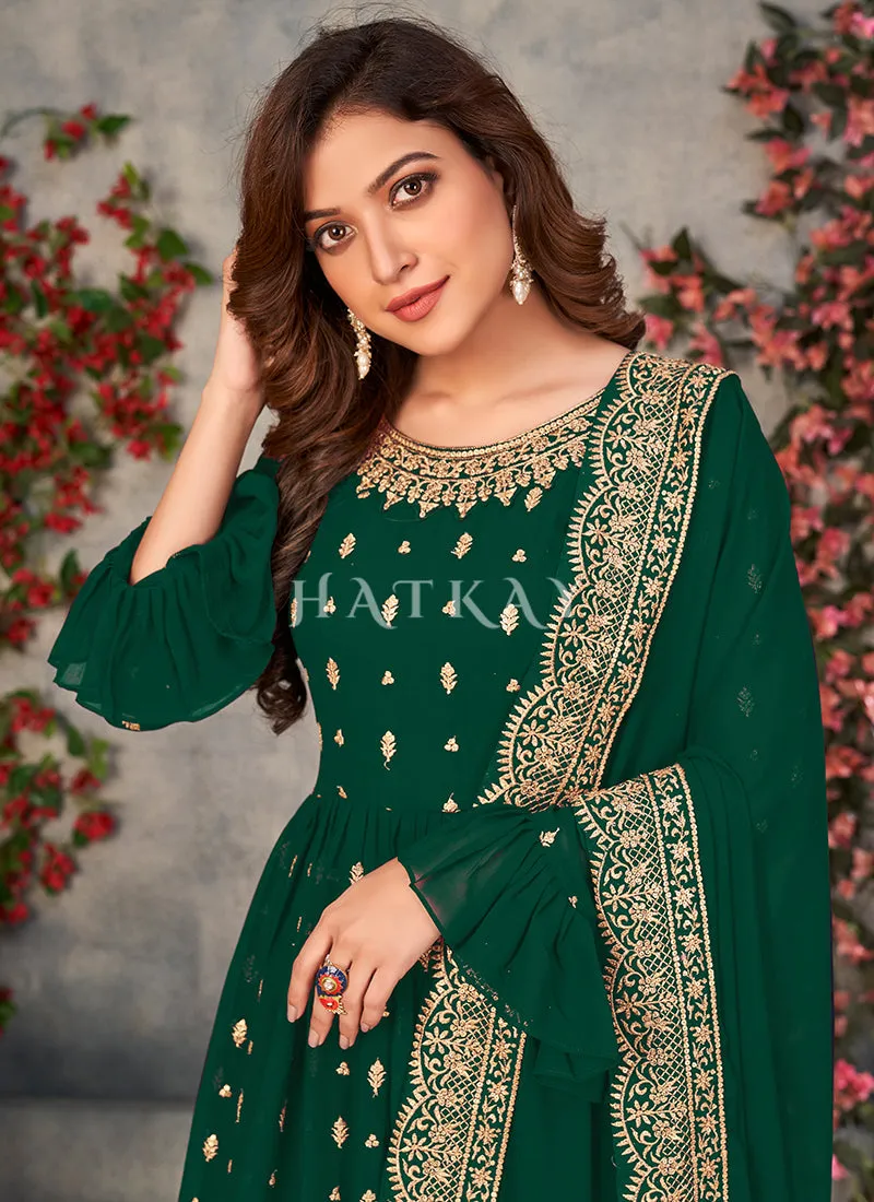 Dark Green Georgette Sharara Suit