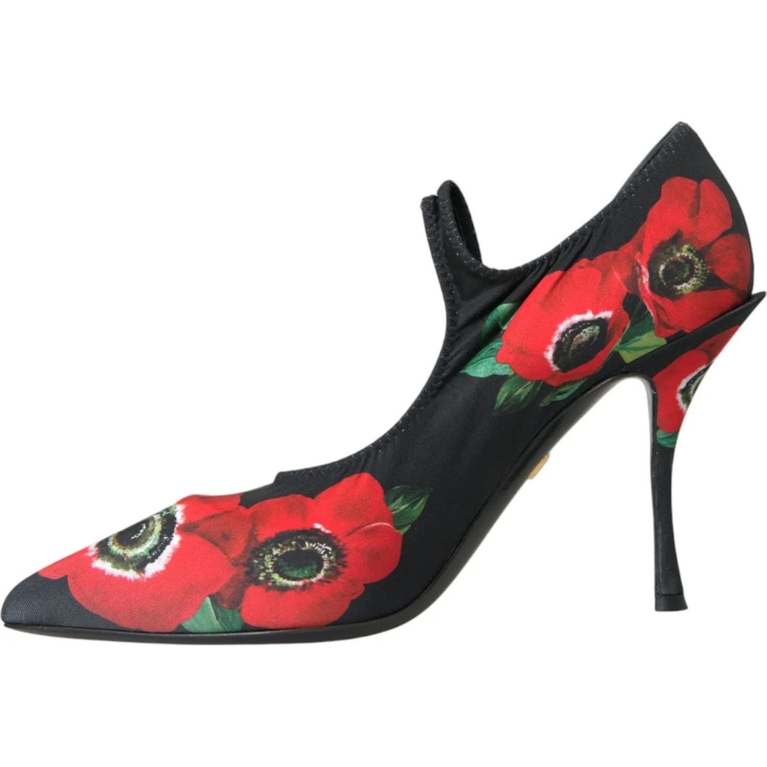 Dolce & Gabbana Black Floral Crystal Mary Jane Pumps Shoes