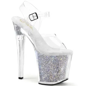 ENCHANT-708RSI Clr/Clr-Slv AB RS, 8"Heels