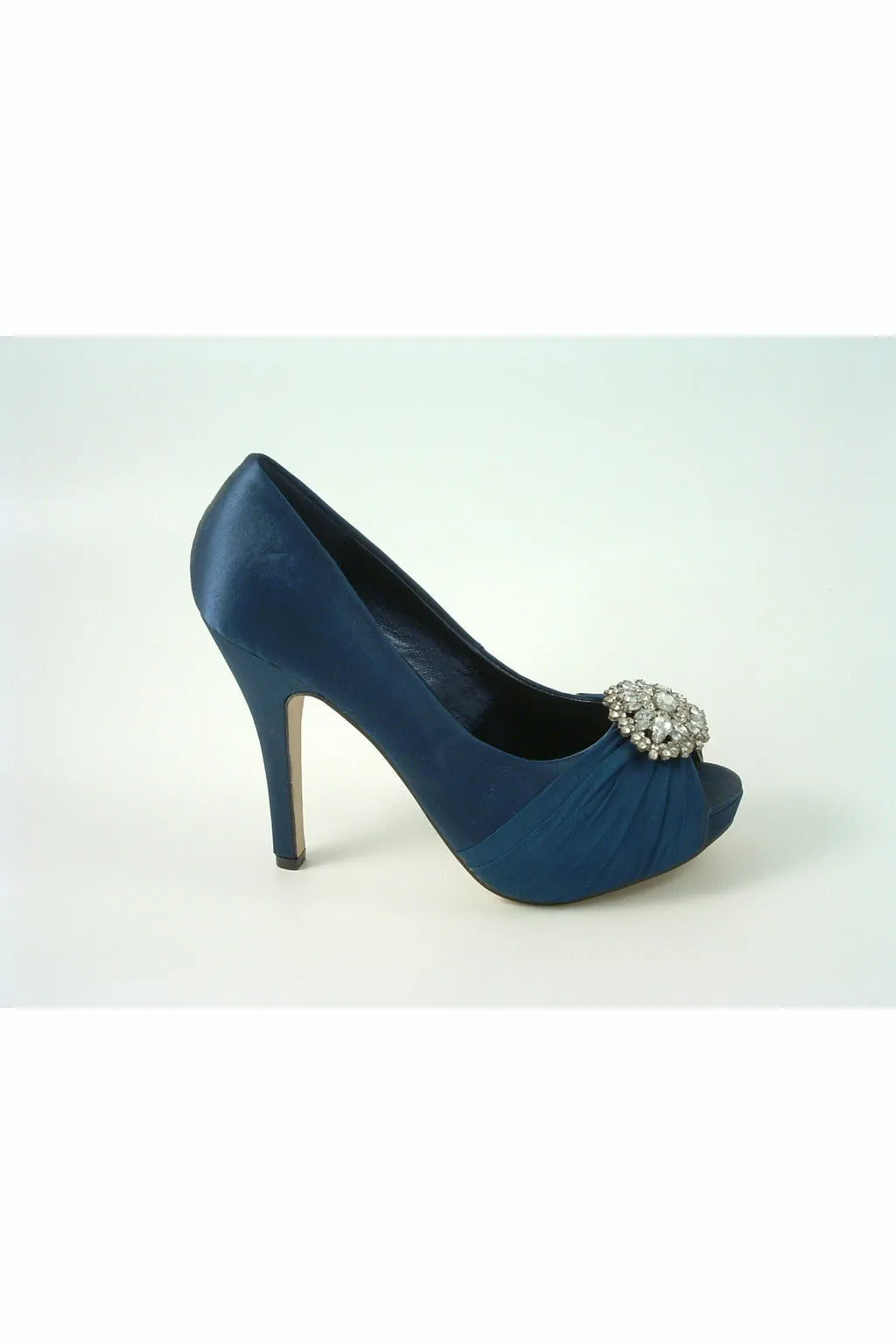Glitz Shoes Sabatine Fee 888 Platform Satin Peep Toes- Navy
