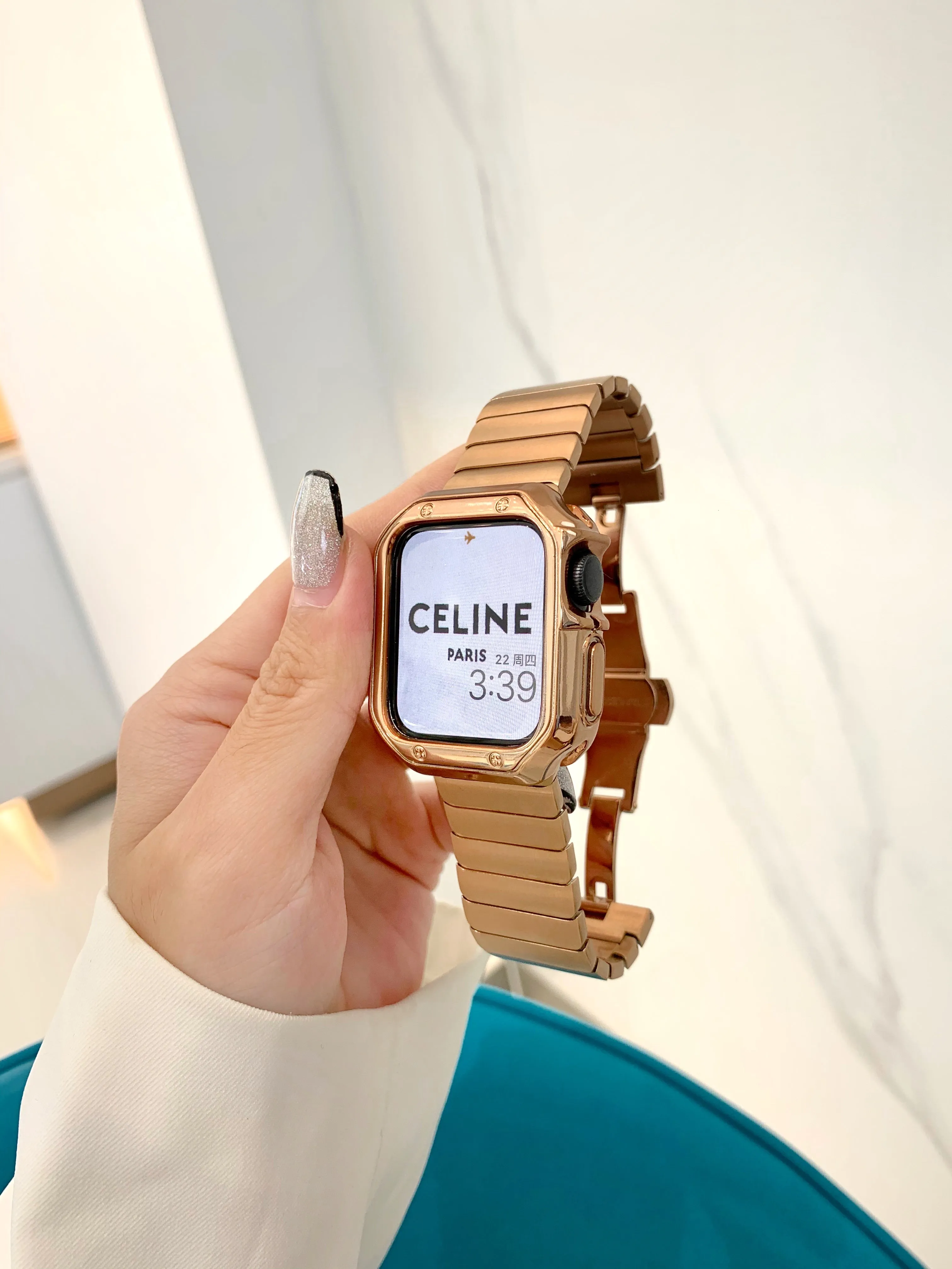 Gold Apple Watch Band, Apple Watch Band Chain, Apple Watch Band 38mm, 40mm 44mm, Metal Bracelet Wristband, Apple Watch Band Strap