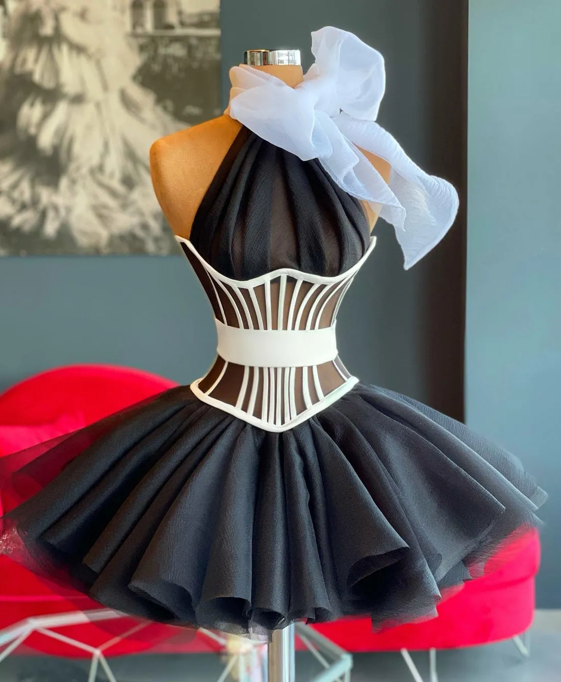 Haley Elegant Short Black Evening Dress