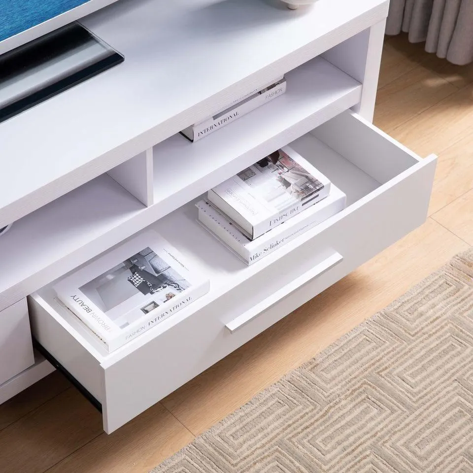 Havana 60 inch TV Stand with Storage Drawers in White