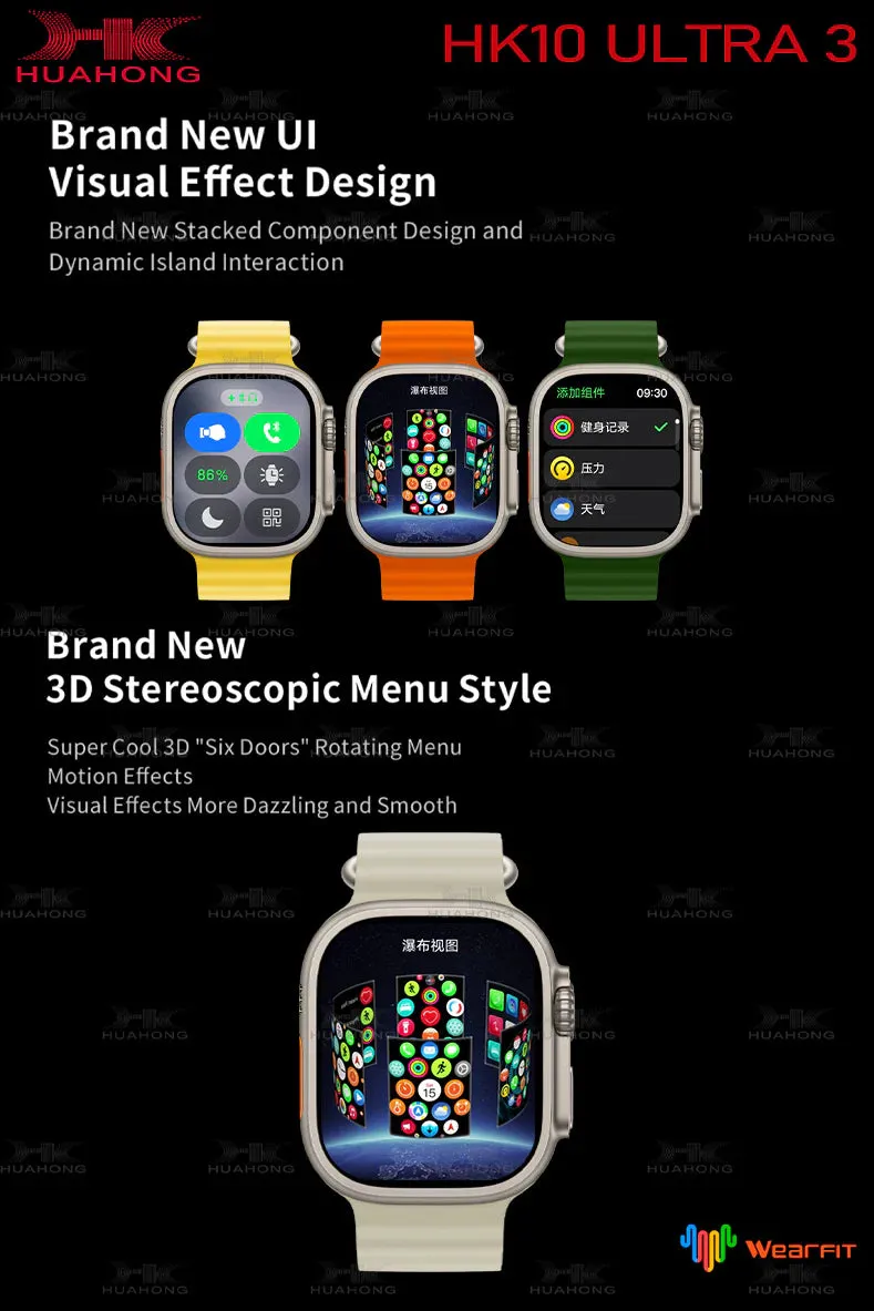 HK 10 Ultra 3 AMOLED ChatGPT Smartwatch {1:1 Apple Clone Latest 2024 Edition Model}