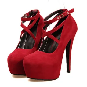 Hot Fashion New high-heeled shoes woman pumps wedding party shoes platform fashion women shoes high heels 11cm suede black 8Size