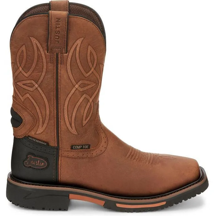 Justin Men's Dallen 11" Nano Comp Toe Western Work Boot -Brown- SE4215