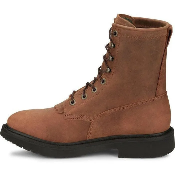 Justin Men's Livestock 8" Round Toe Western Work Boot -Brown- OW760