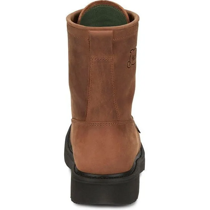 Justin Men's Livestock 8" Round Toe Western Work Boot -Brown- OW760
