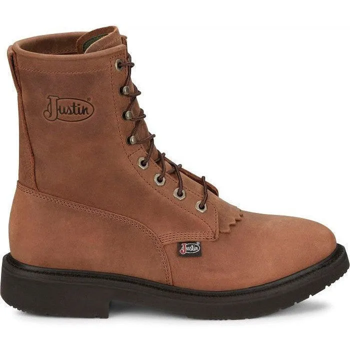 Justin Men's Livestock 8" Round Toe Western Work Boot -Brown- OW760