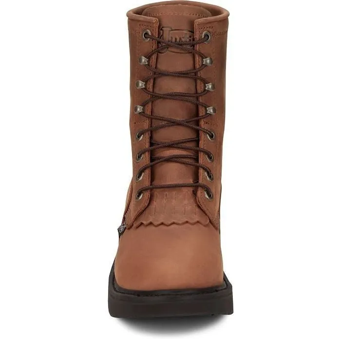 Justin Men's Livestock 8" Round Toe Western Work Boot -Brown- OW760