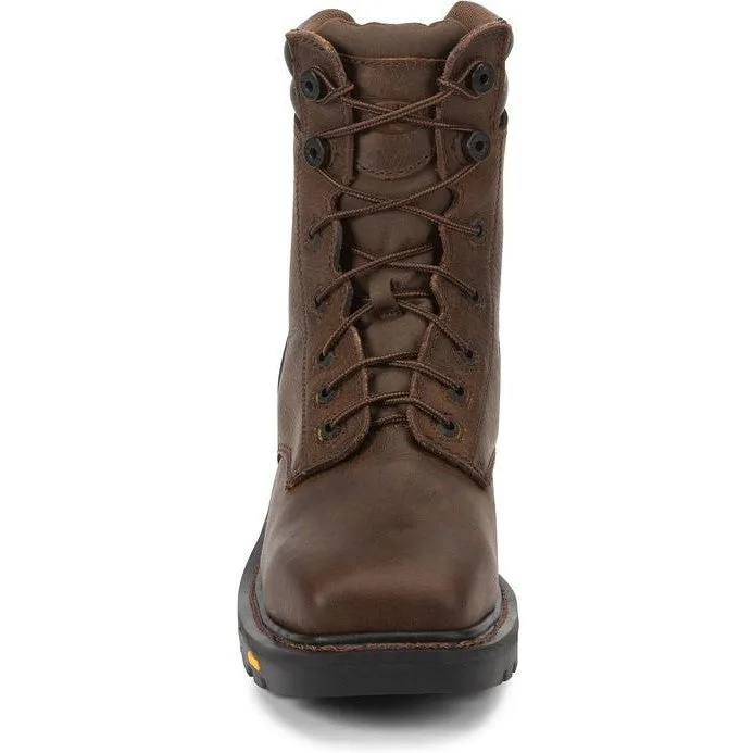 Justin Men's Pipefitter 8" Steel Toe Western Work Boot - Brown - WK200