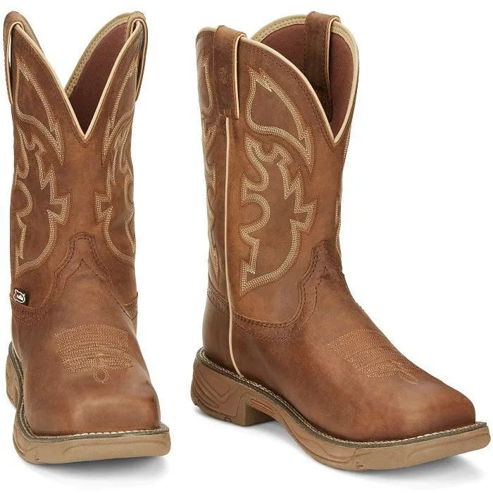Justin Men's Rush 11" Steel Toe WP Western Work Boot -Tan- SE4340