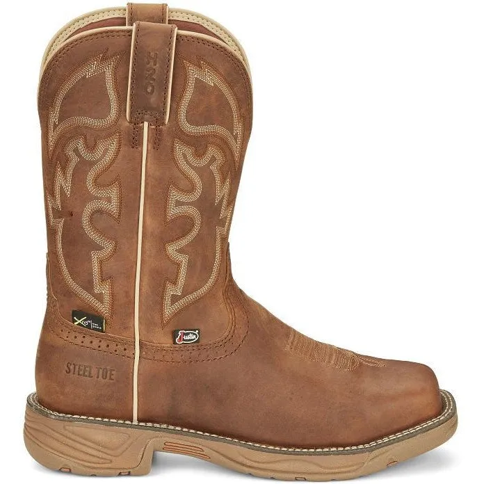 Justin Men's Rush 11" Steel Toe WP Western Work Boot -Tan- SE4340