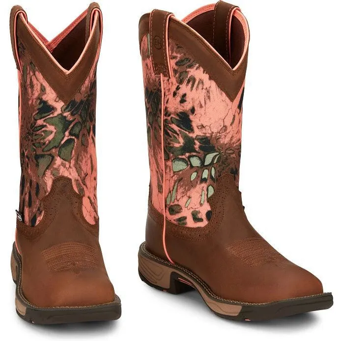 Justin Women's Rush 11" Waterproof Western Work Boot -Brown- SE4356